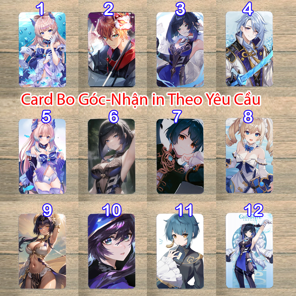 card ảnh bo góc genshin impact Barbara Kamisato Ayato Mona Kokomi Tartaglia Xingqiu Yelan Candace MA3339