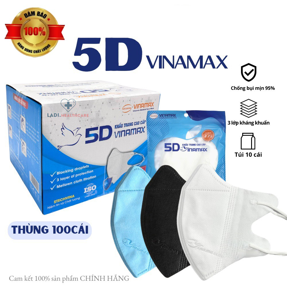 [Thùng 100 cái] Khẩu trang 5D mask VINAMASK