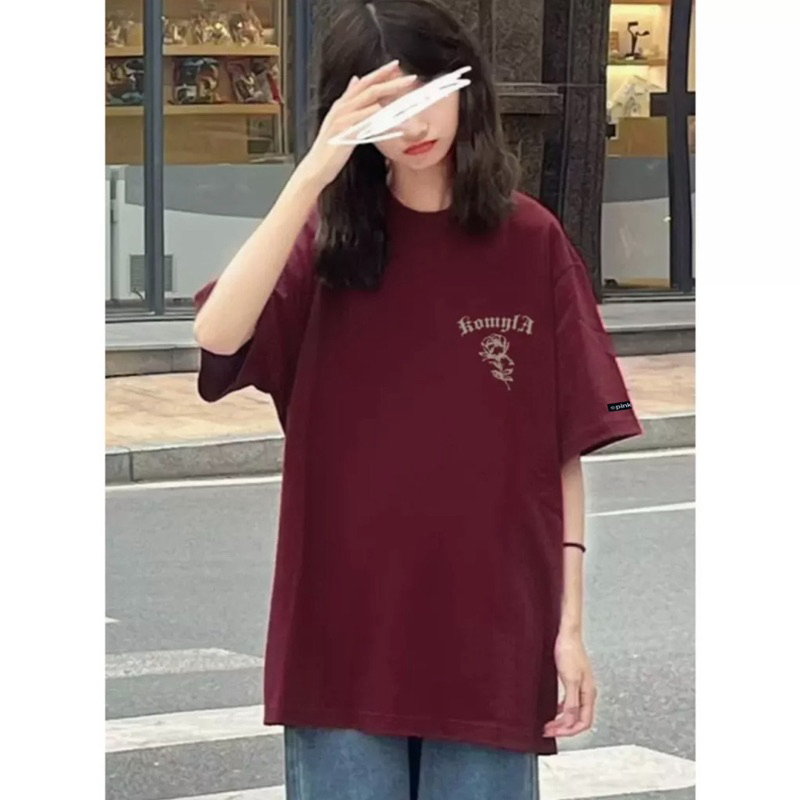 Áo thun phông logo tay nam nữ PINK tay lỡ form rộng ROSE Unisex