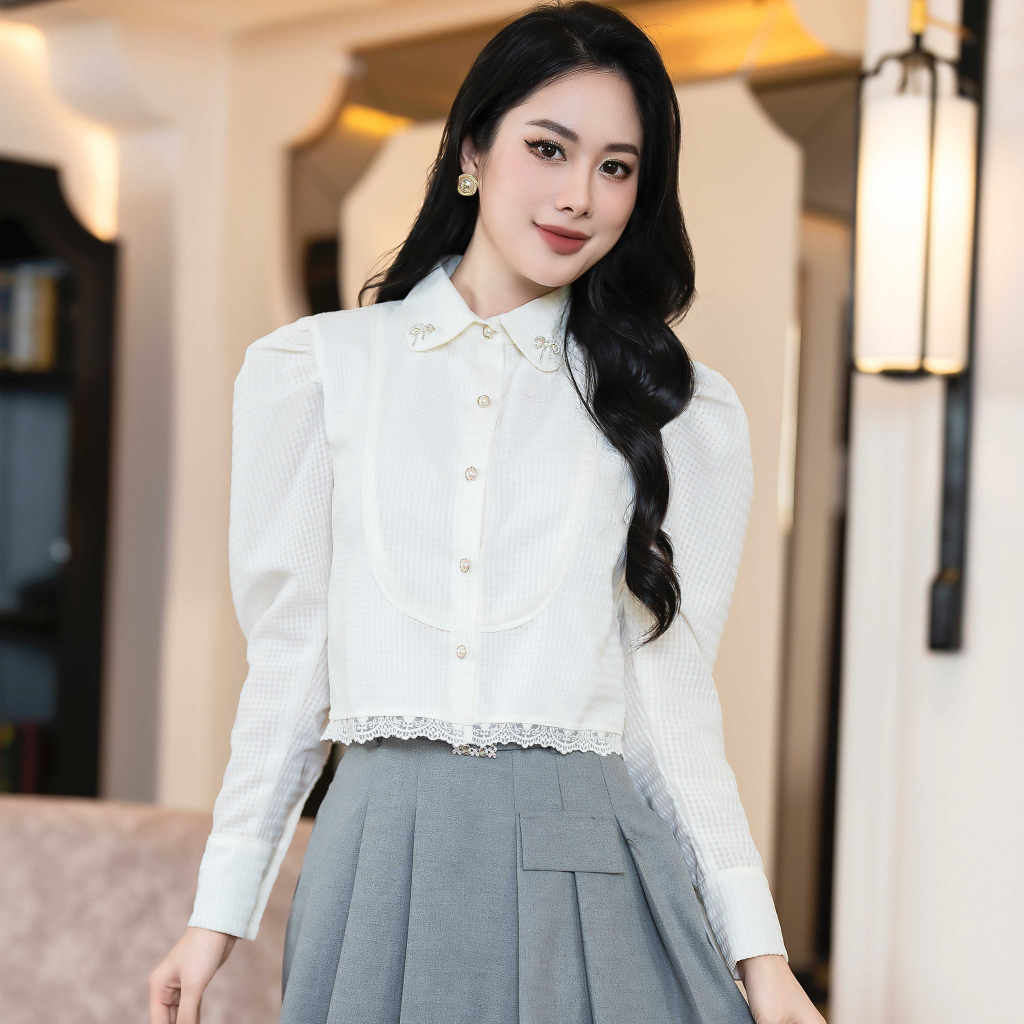 Áo Sơ Mi Nữ Spider C Form Rộng Dáng Suông Thép Tay Chất Thô Cao Cấp 35F9219102