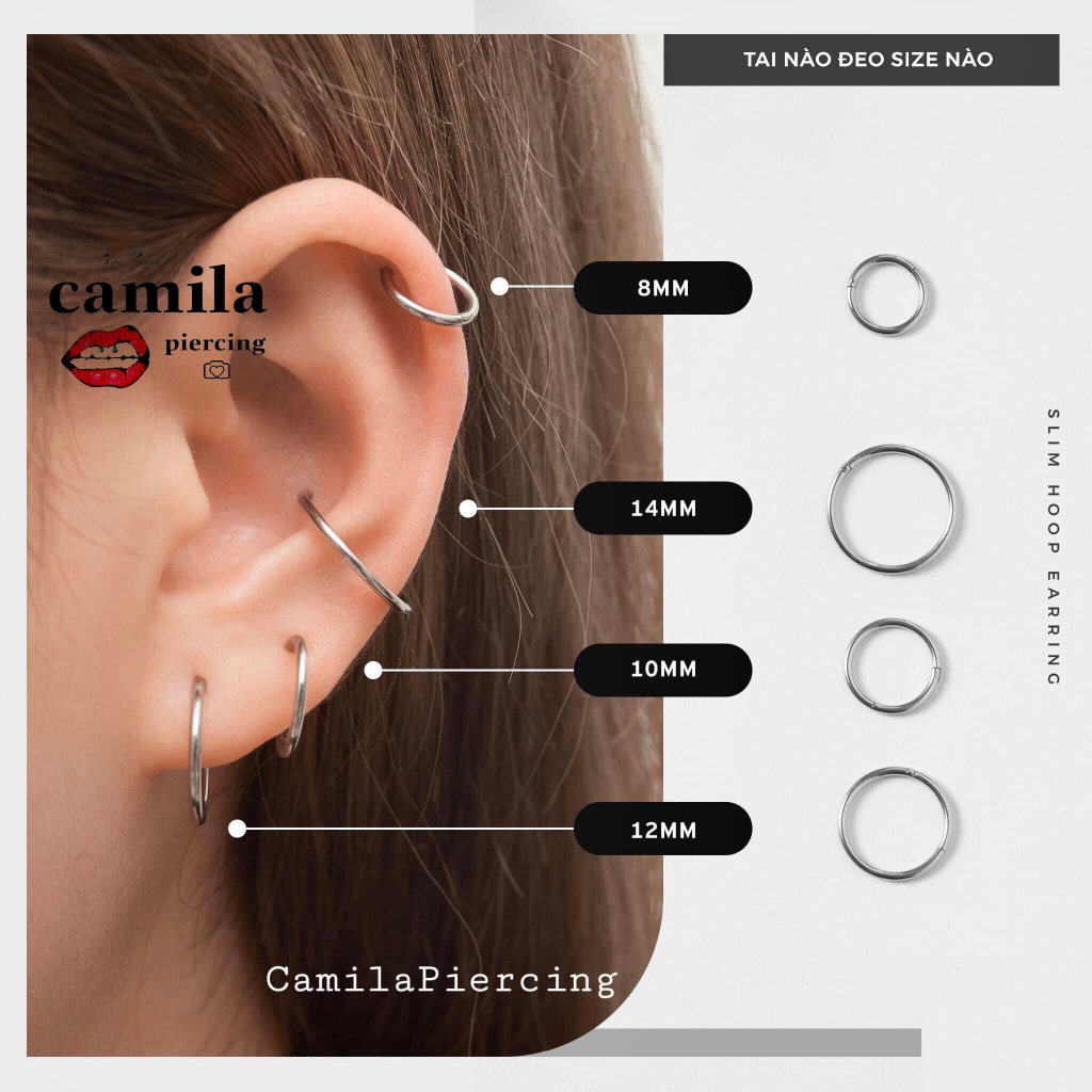 Khuyên tròn trơn vòng mỏng 1mm thép Titanium không gỉ