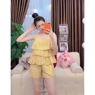 Bộ mặc nhà 2 tầng, vải lụa hàn châu phom 62kg