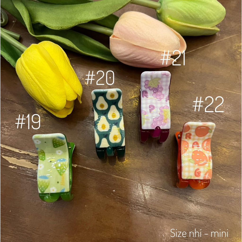 Kẹp tóc càng cua - Bấu tóc cào tóc size mini in hoạ tiết trái cây Honey