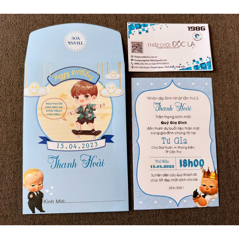 Thiệp Thôi nôi, Sinh nhật, Đầy tháng bé trai