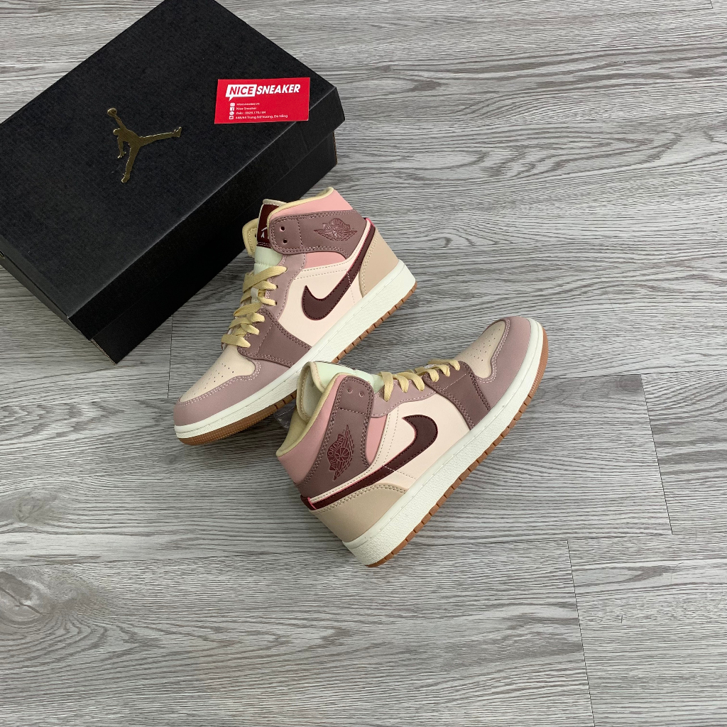 Giày Thể Thao JOrdan 1 Mid Dark Pony Smoky Mauve, Giày Sneaker Jd1 Hồng Full Box - NICE SNEAKER | Chất lượng siêu cấp.