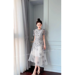 Váy tơ đính xoa xếp cao cấp