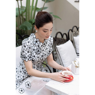 Váy tơ đính xoa xếp cao cấp