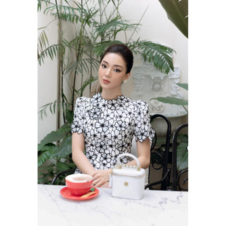 Váy tơ đính xoa xếp cao cấp
