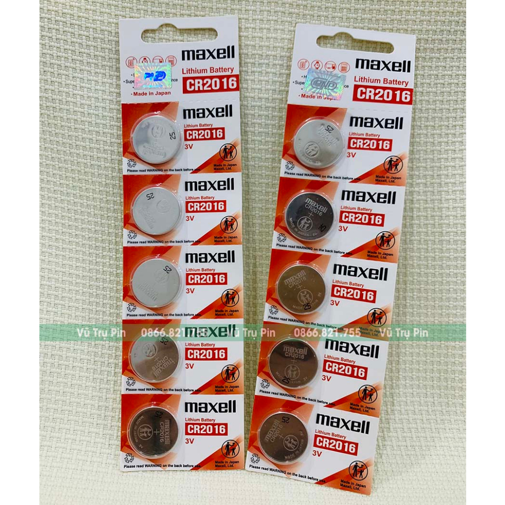Pin CR2016 Maxell Chính Hãng Vỉ 5 Viên Pin Lithium 3V Made in Japan - Vũ Trụ Pin