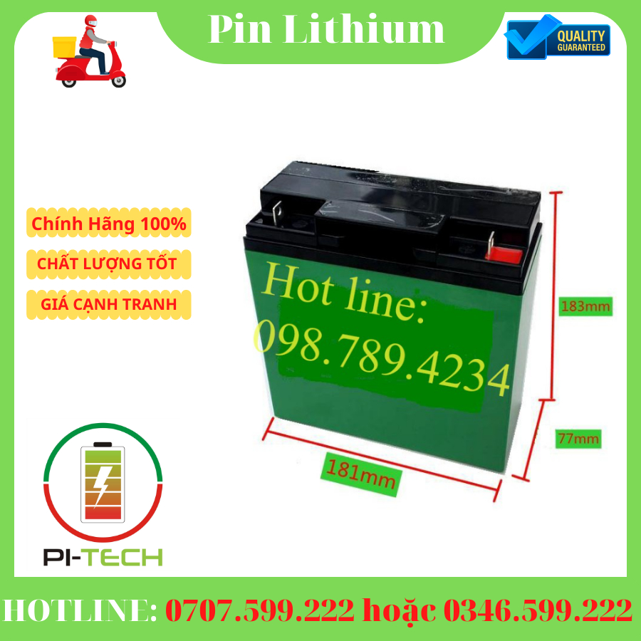 Pin Lithium 12VDC 16Ah-24Ah-30Ah (Dung lượng thực 24Ah) chống nước