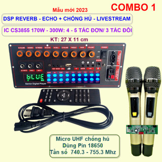 Mạch loa kéo livestream dsp reverb – echo chống hú ic cs3855 170w – 300w kèm micro