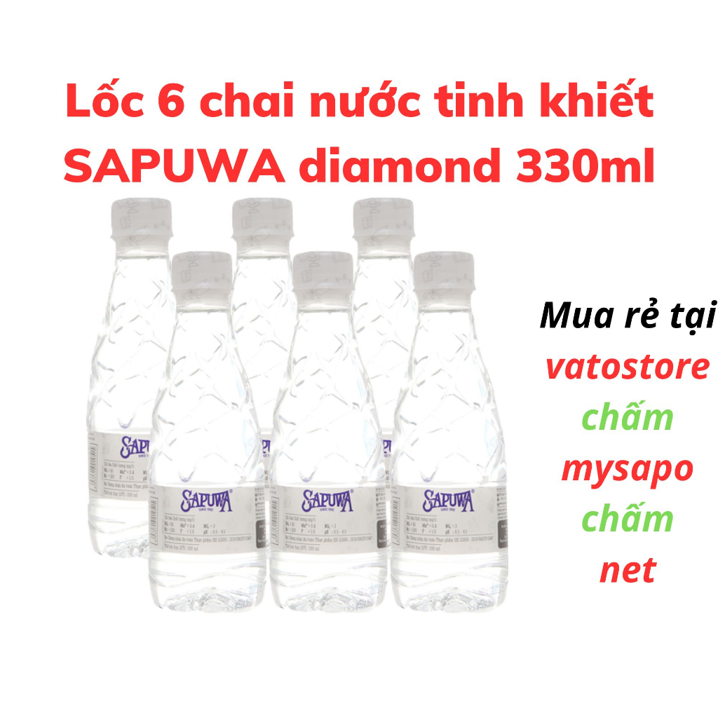 Thùng 24 chai nước tinh khiết SAPUWA diamond 330ml / Lốc 6 chai nước tinh khiết SAPUWA diamond 330ml