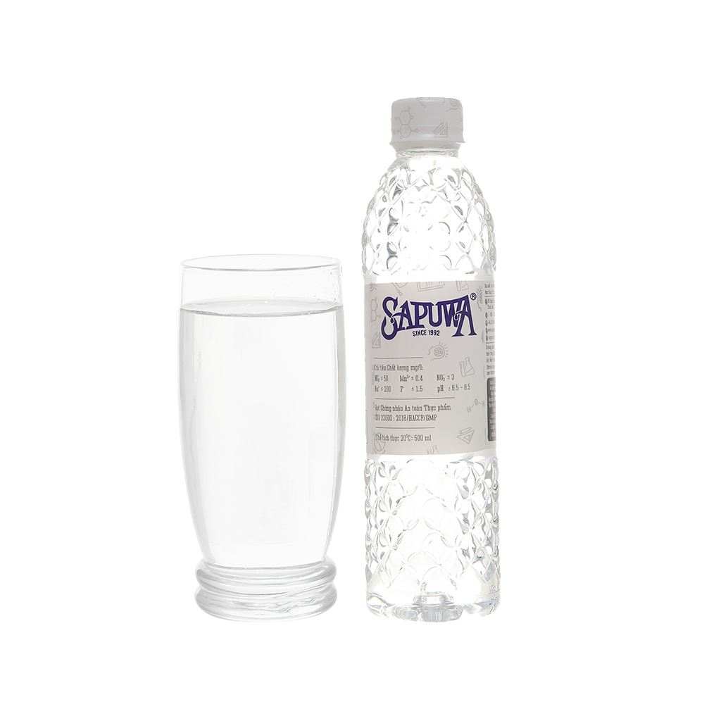 Thùng 24 chai nước tinh khiết SAPUWA 500ml / Lốc 6 chai nước tinh khiết SAPUWA 500ml