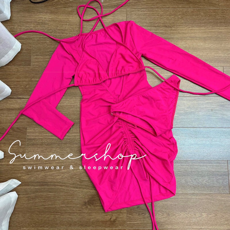 BIKINI set 3 chi tiết 2 mảnh kèm váy dài tay zip