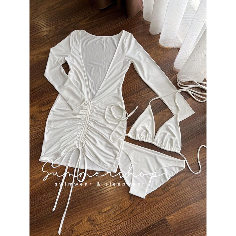 BIKINI set 3 chi tiết 2 mảnh kèm váy dài tay zip