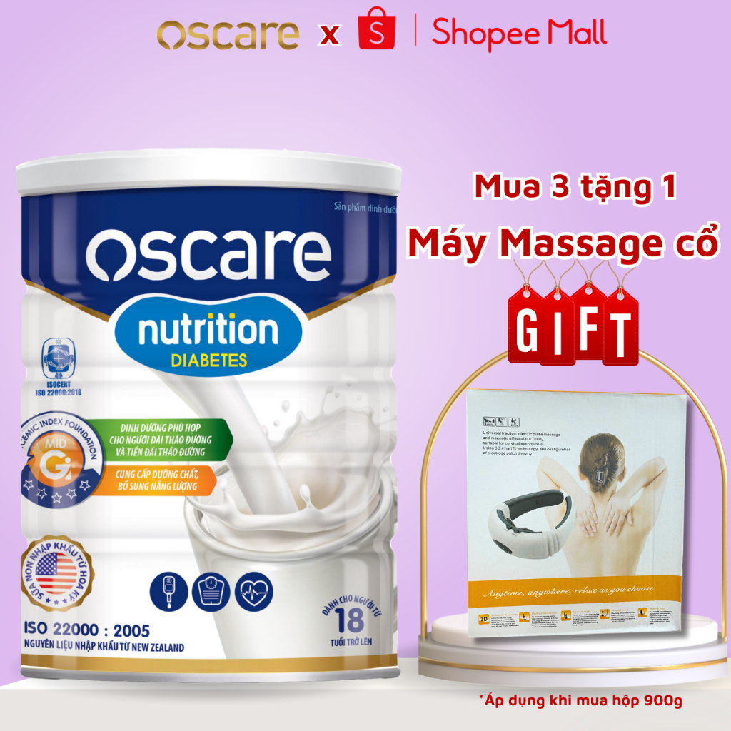 Sữa Cho Người Tiểu Đường OSCARE Nutrition Diabetes Giúp Ổn Định Đường Huyết, Ăn Ngon Ngủ Ngon Hộp 900g