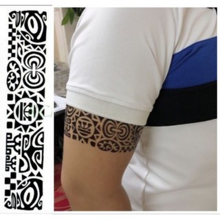 [Đọc kỹ mô tả] Hình dán vòng tay cổ chân mẫu hoa văn đen size 23x6cm. Boss tatoo - xăm dán tạm thời