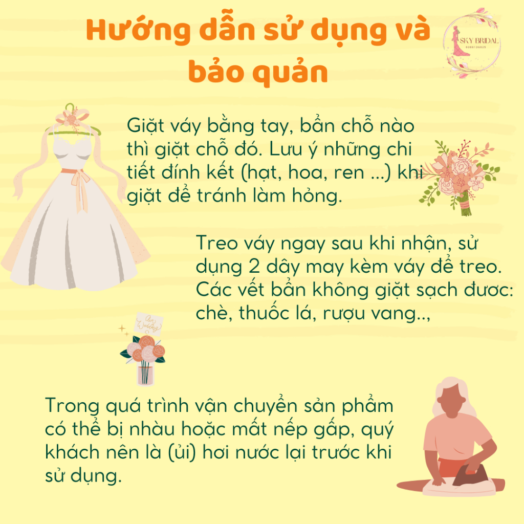 SKY Bridal Váy cưới cô dâu dài tay dáng suông nhẹ hoa văn dọc thân váy