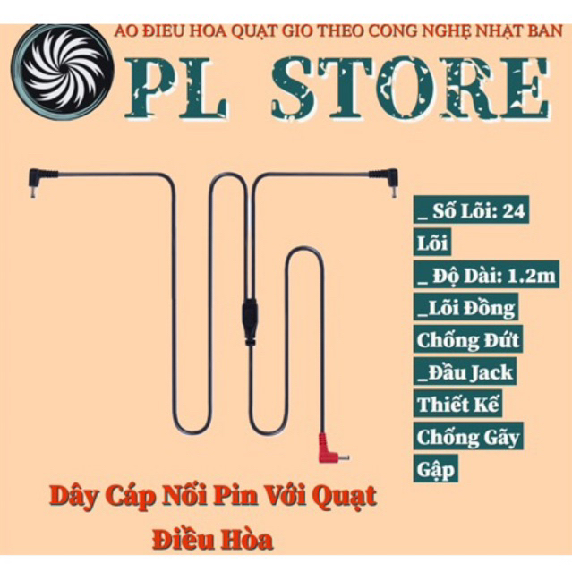 Dây Cáp  Chân Tròn DC và Cáp USB Nối Pin Với Quạt Điều Hoà Chính Hãng