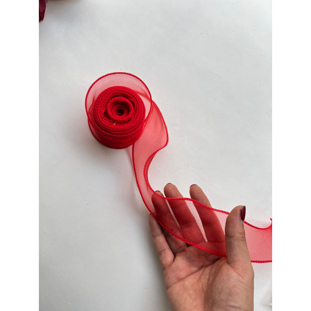 Ruy băng voan sóng KHÔNG LÕI - cuộn 10Yards