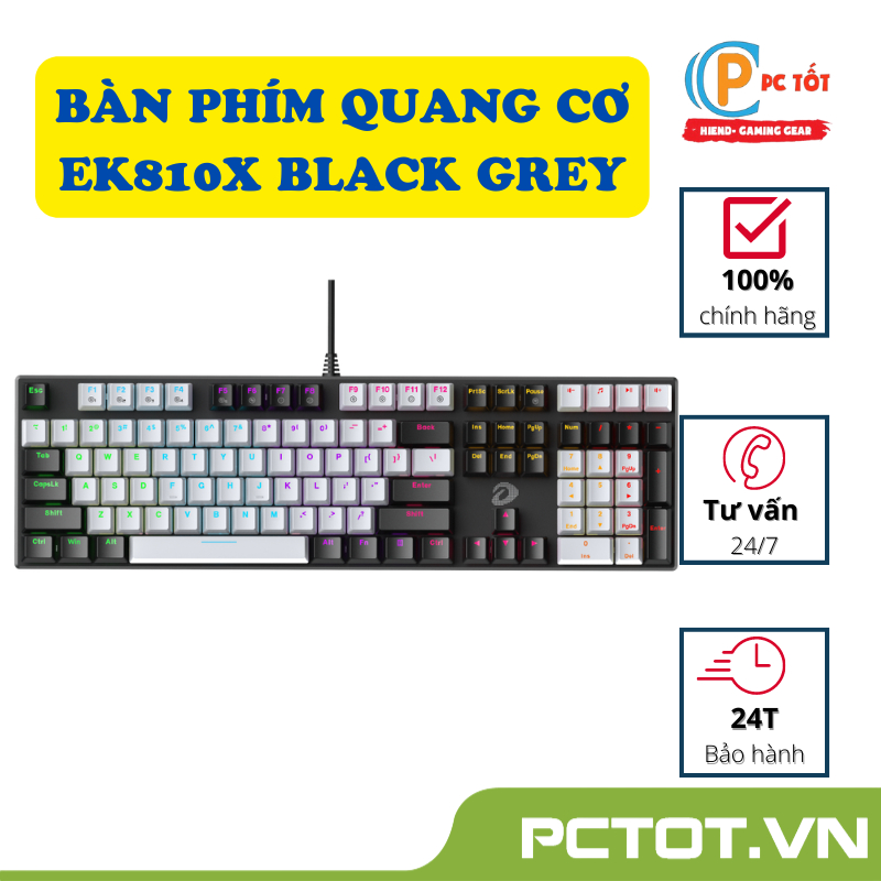 Bàn phím quang cơ Gaming DAREU EK810X BLACK-GREY (WATERPROOF, Optical switch, MULTI LED)