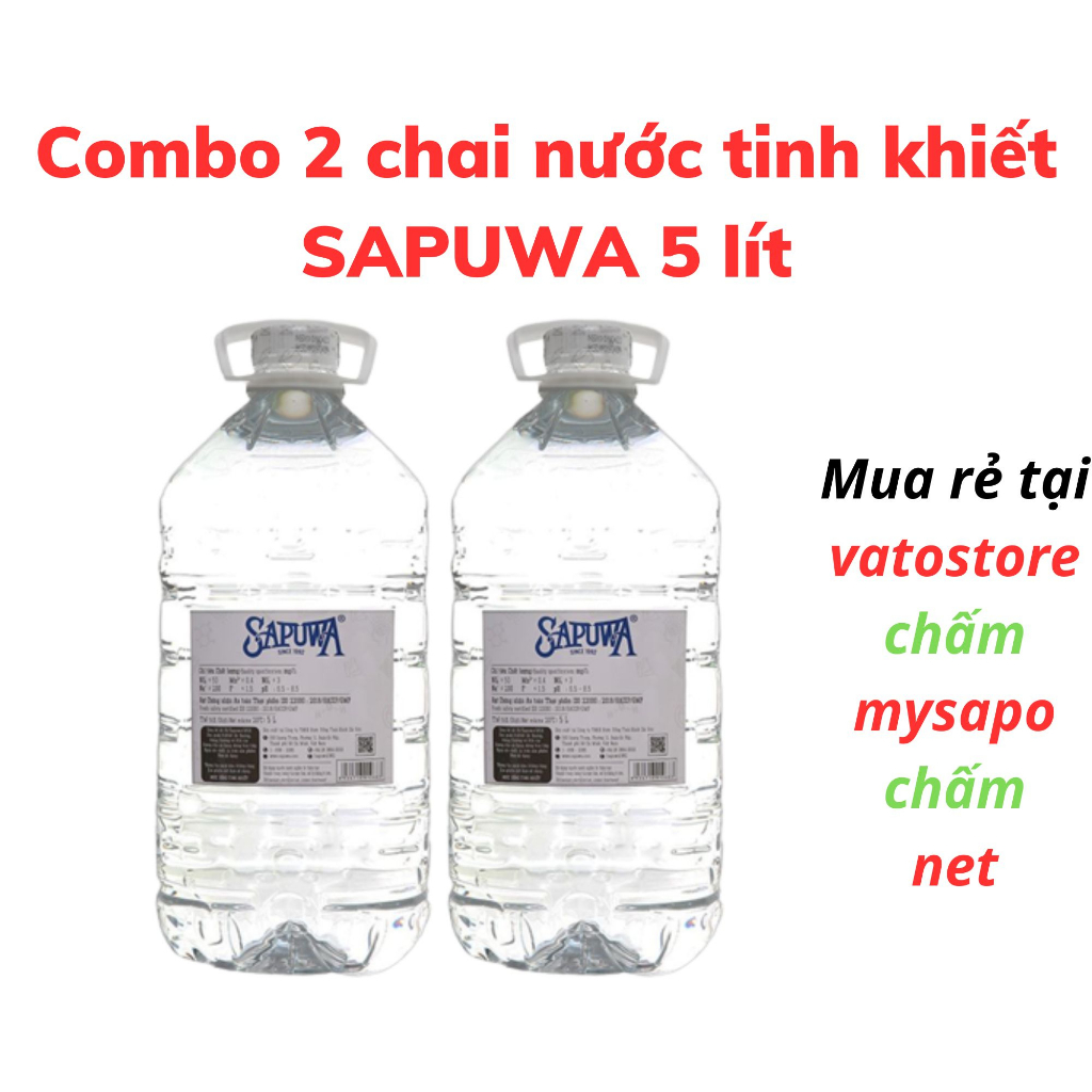 Thùng 4 chai nước tinh khiết SAPUWA 5L / Combo 2 can nước tinh khiết SAPUWA 5L