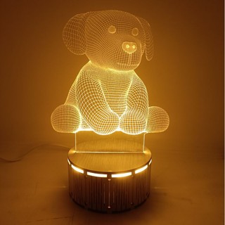 Đèn Ngủ 3D Led Chó Lucky