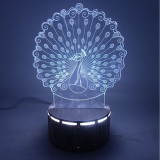Đèn Ngủ 3D Led Con Công