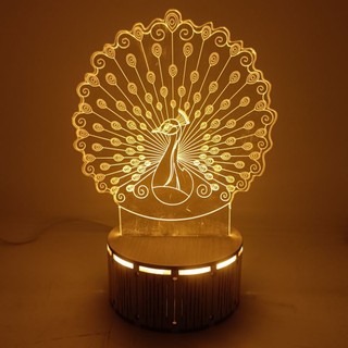 Đèn Ngủ 3D Led Con Công
