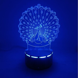 Đèn Ngủ 3D Led Con Công