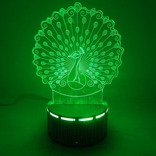 Đèn Ngủ 3D Led Con Công