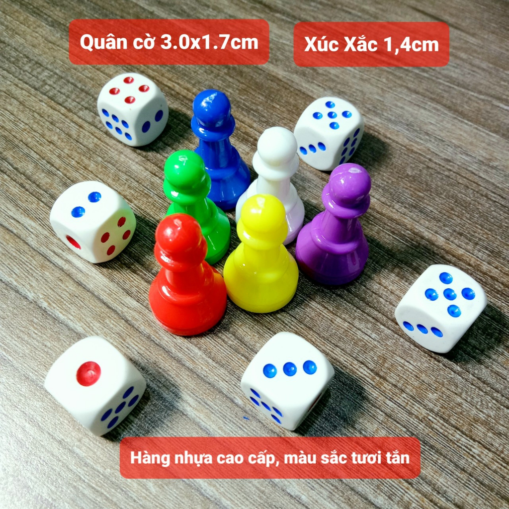 Quân cờ tốt nam châm chơi cá ngựa-xúc xắc-xí ngầu 6 mặt-token khuy tròn Foxi-nhựa cao cấp không dây màu-màu sắc tươi tắn