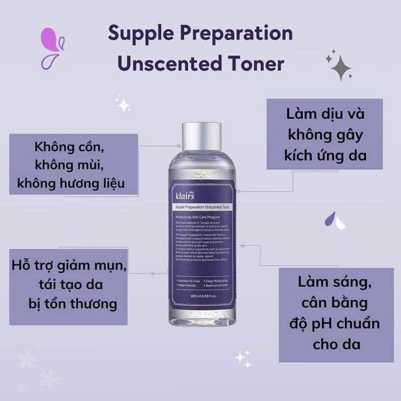 Nước Hoa Hồng Dưỡng Ẩm Dear Klairs Supple Preparation Toner 180ml