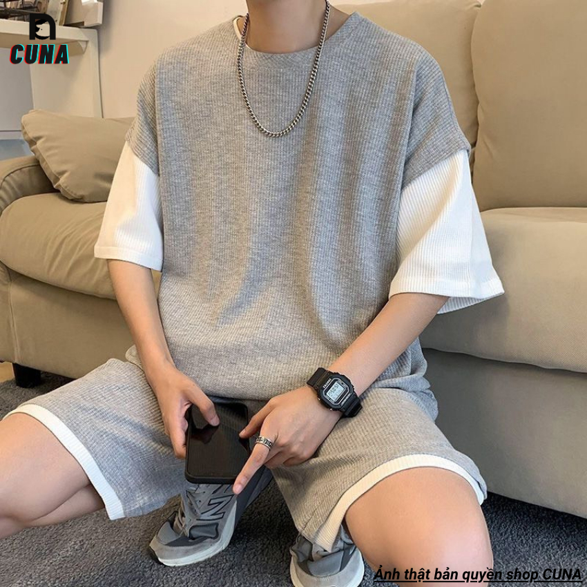 Bộ Thể Thao Nam Nữ Mặc Nhà Mùa Hè Form Rộng Tay Lỡ Oversize Unisex Phối Local Brand Trendy 2023 CUNA