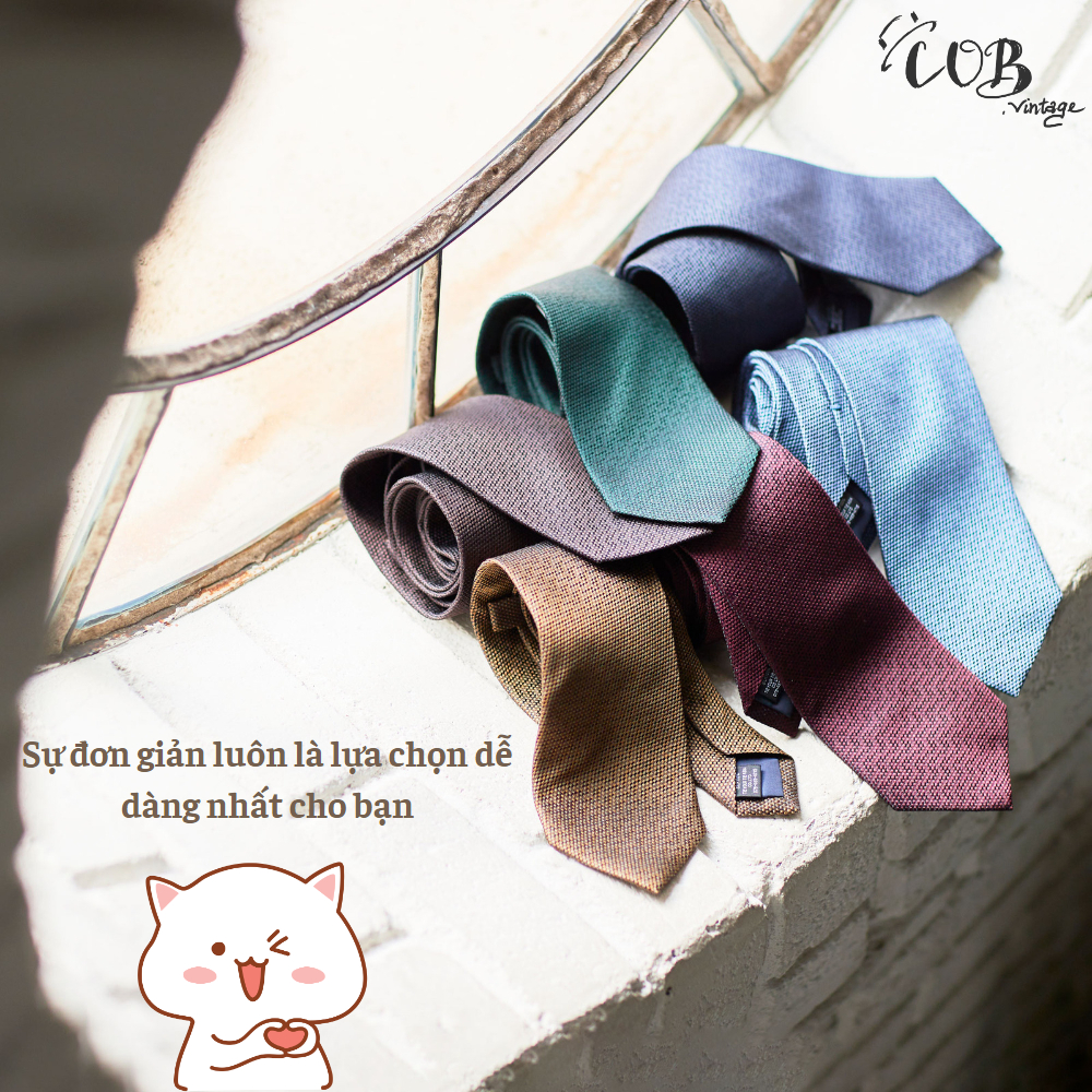 Cà vạt TRƠN HIỆU handmade cao cấp style,vintage, công sở Nhật,Hàn - secondhand