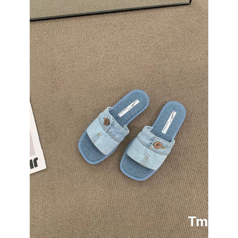 Dép lê vải bò khuy 3 màu hot denim