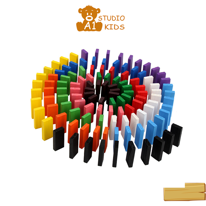 Đồ chơi gỗ domino 120 thanh gỗ giúp bé sáng tạo và tăng khả năng tập trung A1studiokids