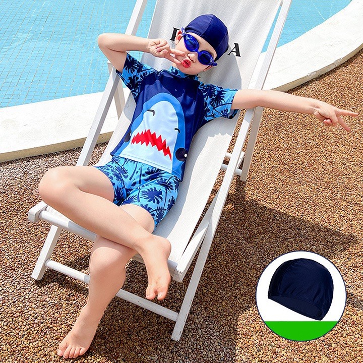 Đồ Bơi Bé Trai Demeone Thiết Kế Họa Tiết Cá Mập Chất Liệu Co Giãn Cho Bé Từ 15-46kg