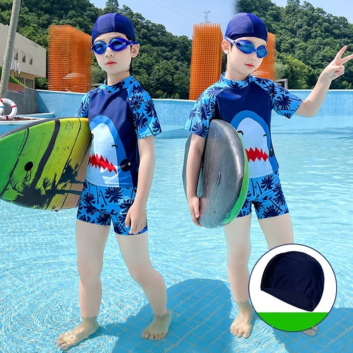 Đồ Bơi Bé Trai Demeone Thiết Kế Họa Tiết Cá Mập Chất Liệu Co Giãn Cho Bé Từ 15-46kg