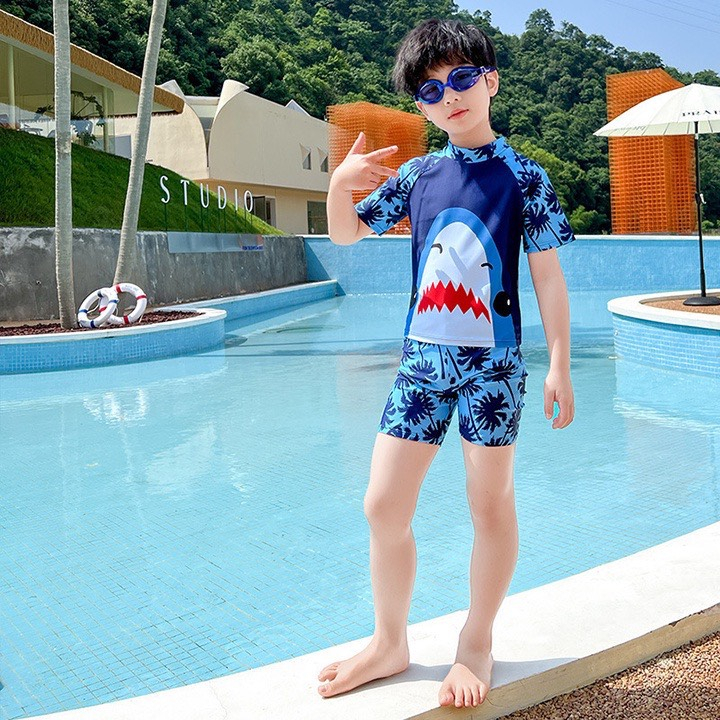 Đồ Bơi Bé Trai Demeone Thiết Kế Họa Tiết Cá Mập Chất Liệu Co Giãn Cho Bé Từ 15-46kg