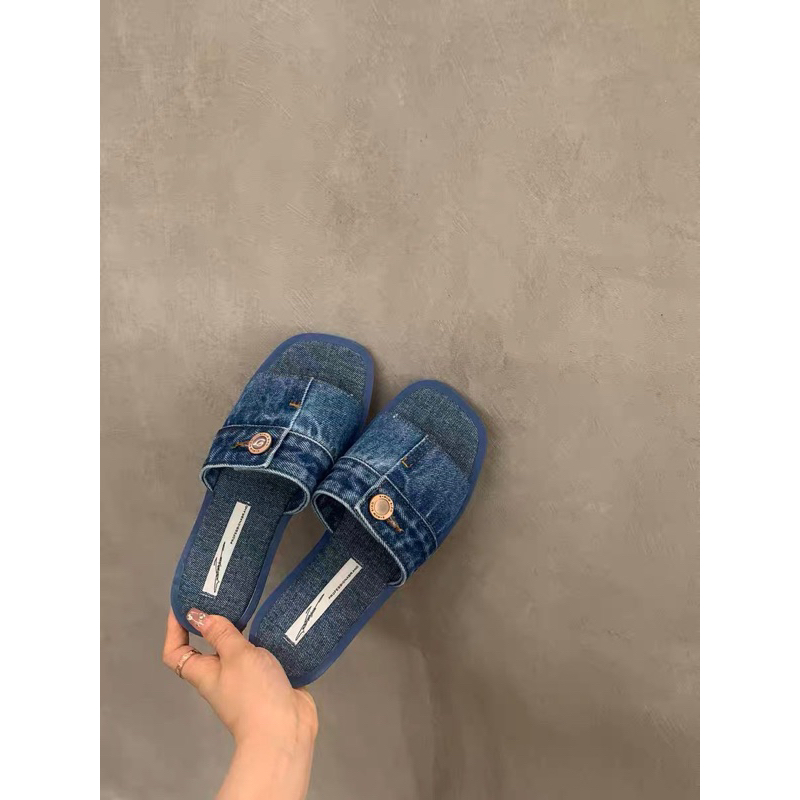 Dép lê vải bò khuy 3 màu hot denim