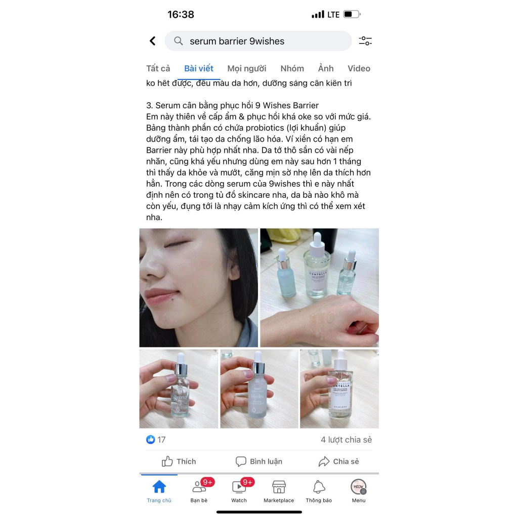 Tinh chất cân bằng phục hồi da 𝟵 𝗪𝗶𝘀𝗵𝗲𝘀 𝗕𝗮𝗿𝗿𝗶𝗲𝗿 𝗥𝗲𝘀𝘁𝗼𝗿𝗲 𝗦𝘁𝗿𝗲𝗻𝗴𝘁𝗵𝗲𝗻𝗶𝗻𝗴 𝗔𝗺𝗽𝘂𝗹𝗲 𝗦𝗲𝗿𝘂𝗺