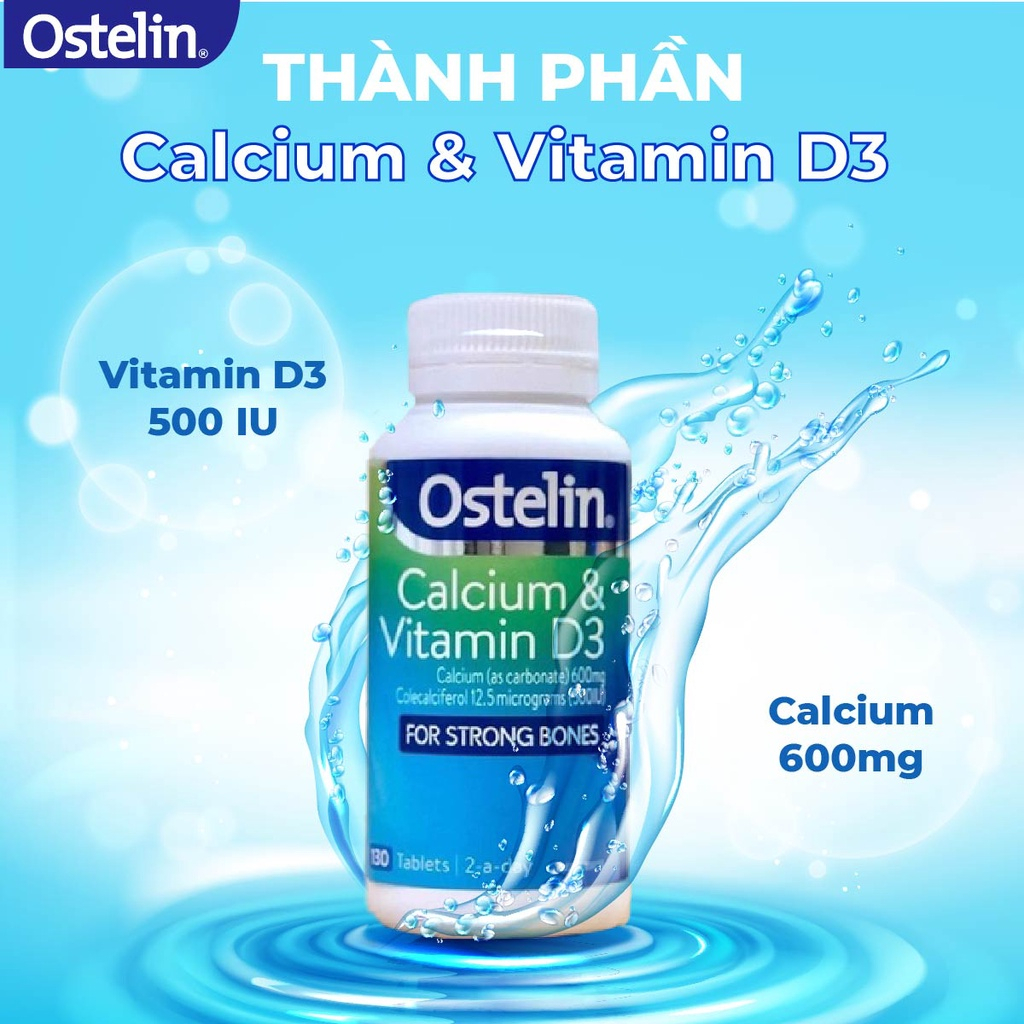 Calcium & Vitamin D3, Canxi bầu úc Ostelin, Canxi sau sinh 130 viên - DH Shop