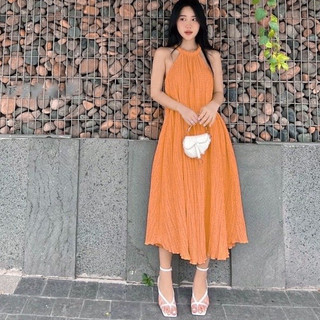 Đầm cổ yếm dáng dài xốp dày mịn, hàng cao cấp dày xịn đẹp Xinh Xắn-Cun Boutique