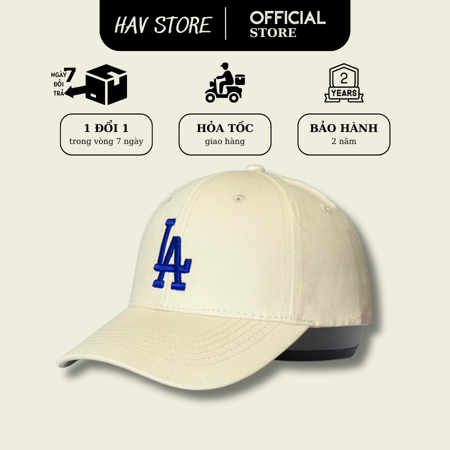 Nón kết MLB thêu logo nổi LA cao cấp - Mũ lưỡi trai xuất dư Hàn Quốc Full Hộp Free Size dành cho cả nam và nữ