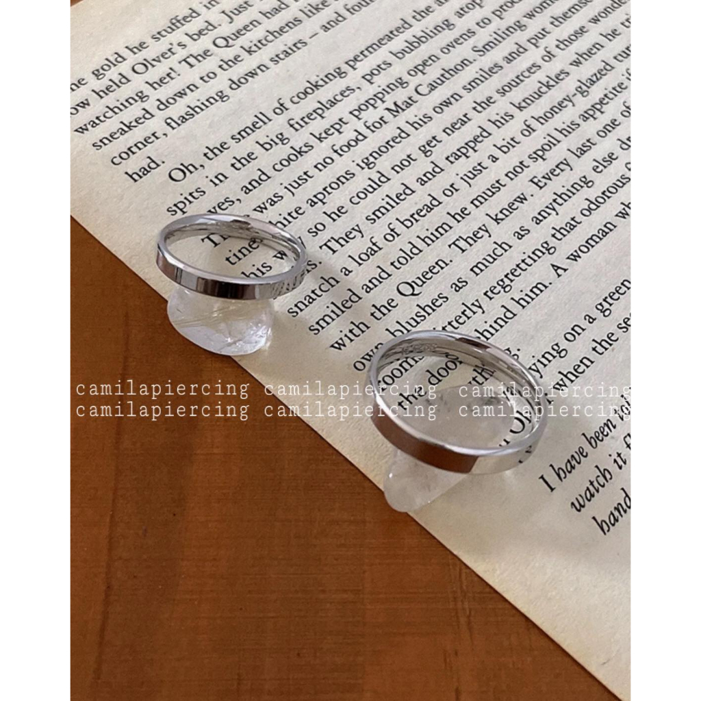 Nhẫn trơn sáng bóng TItanium, nhẫn Unisex nam nữ, nhẫn cặp đôi