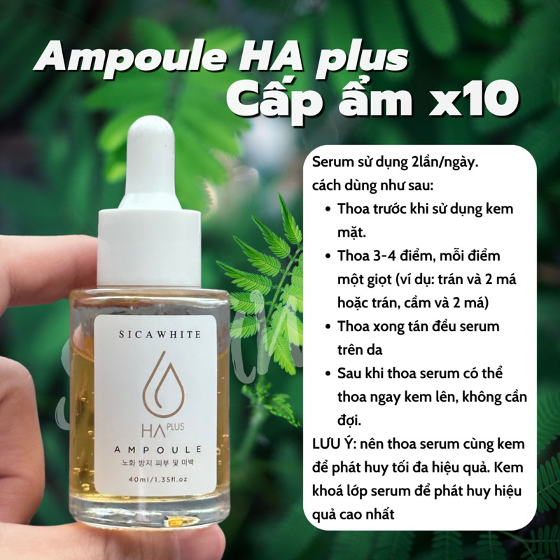 Ampoule HA Plus Căng bóng, Sáng da, Se khít lỗ chân lông, Ngừa mụn - Size Full 40ml, Size Mini 10ml