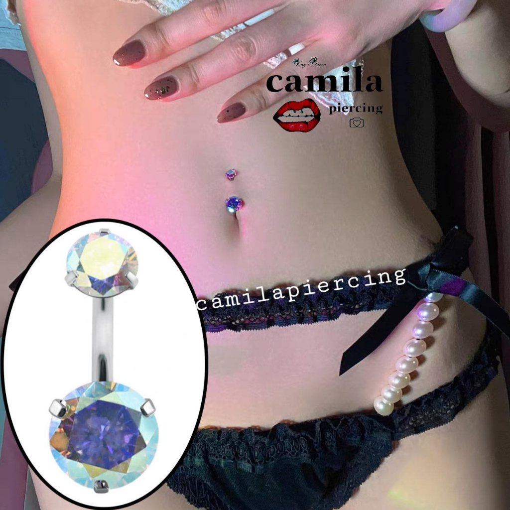 khuyên rốn đính kim 7 màu không gỉ