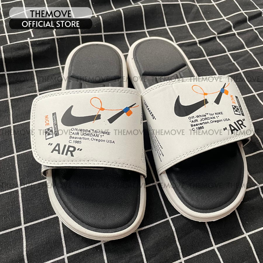 Dép quai ngang nam, nữ unisex NK dép quai ngang thể thao nhựa PVC quai dép tháo rời cá tính trắng đen dép hottrend A1020