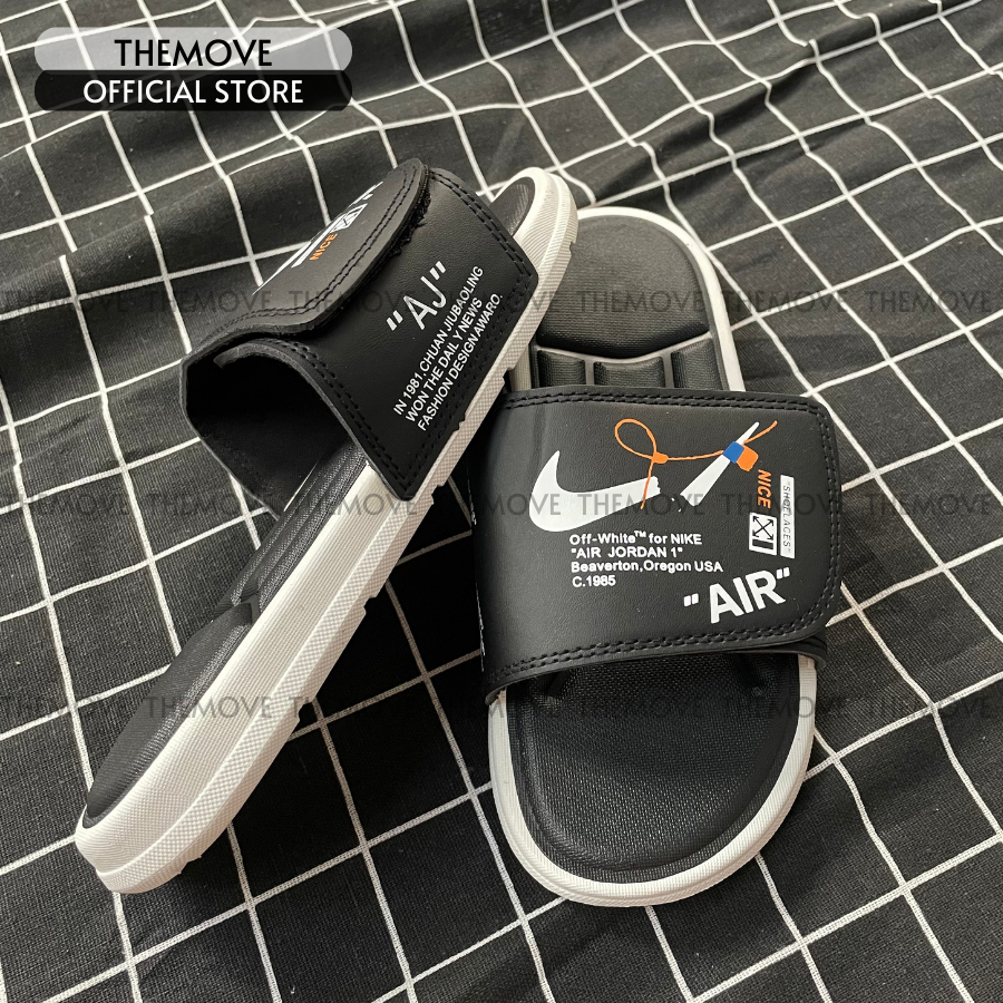 Dép quai ngang nam, nữ unisex NK dép quai ngang thể thao nhựa PVC quai dép tháo rời cá tính trắng đen dép hottrend A1020